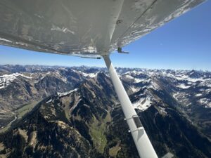 View of the Alps from a light aircraft