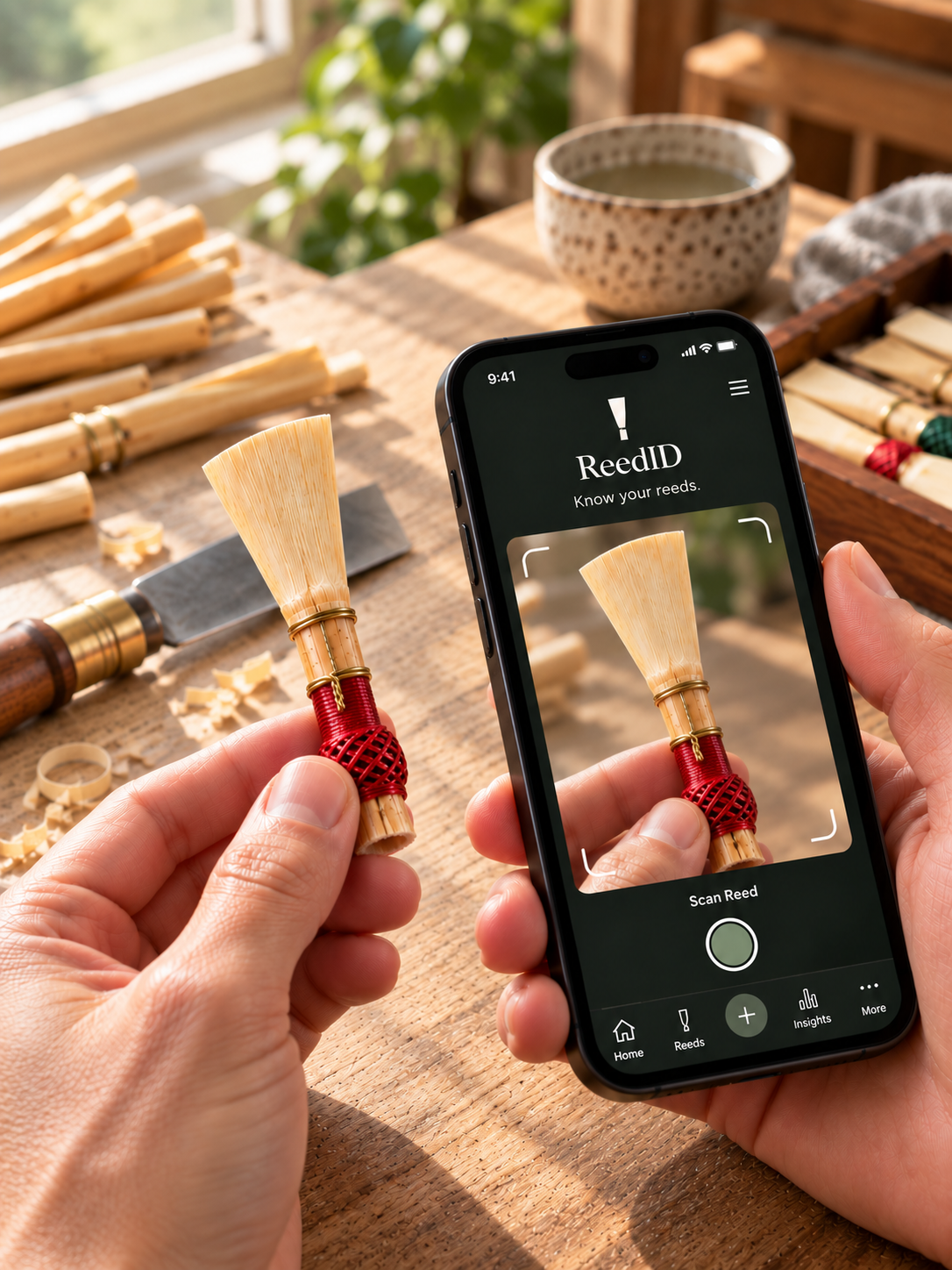 Scannen eines Fagottrohrs mit der ReedID-App